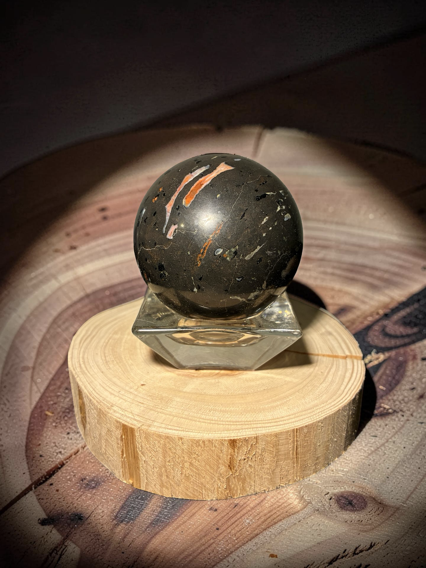 Brecciated Obsidian sphere