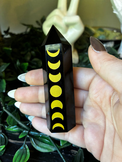 Moon Phase Black Obsidian Tower