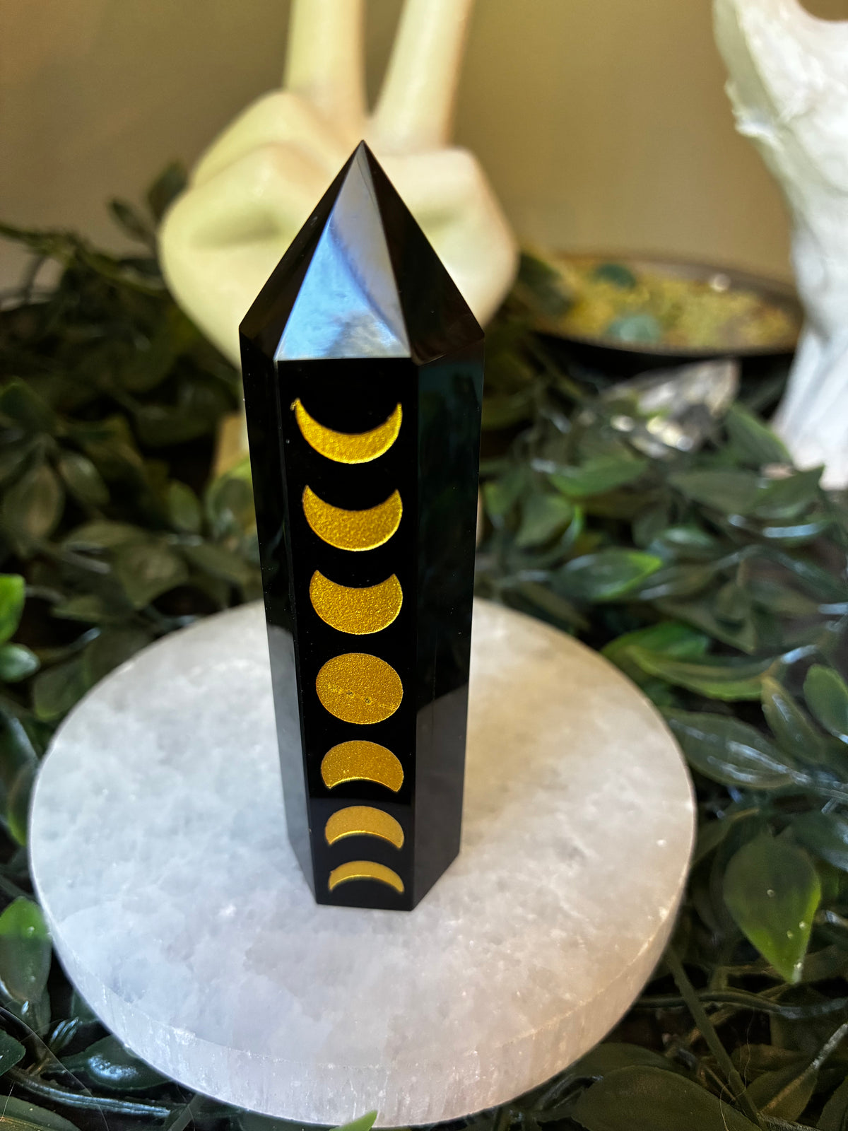 Moon Phase Black Obsidian Tower
