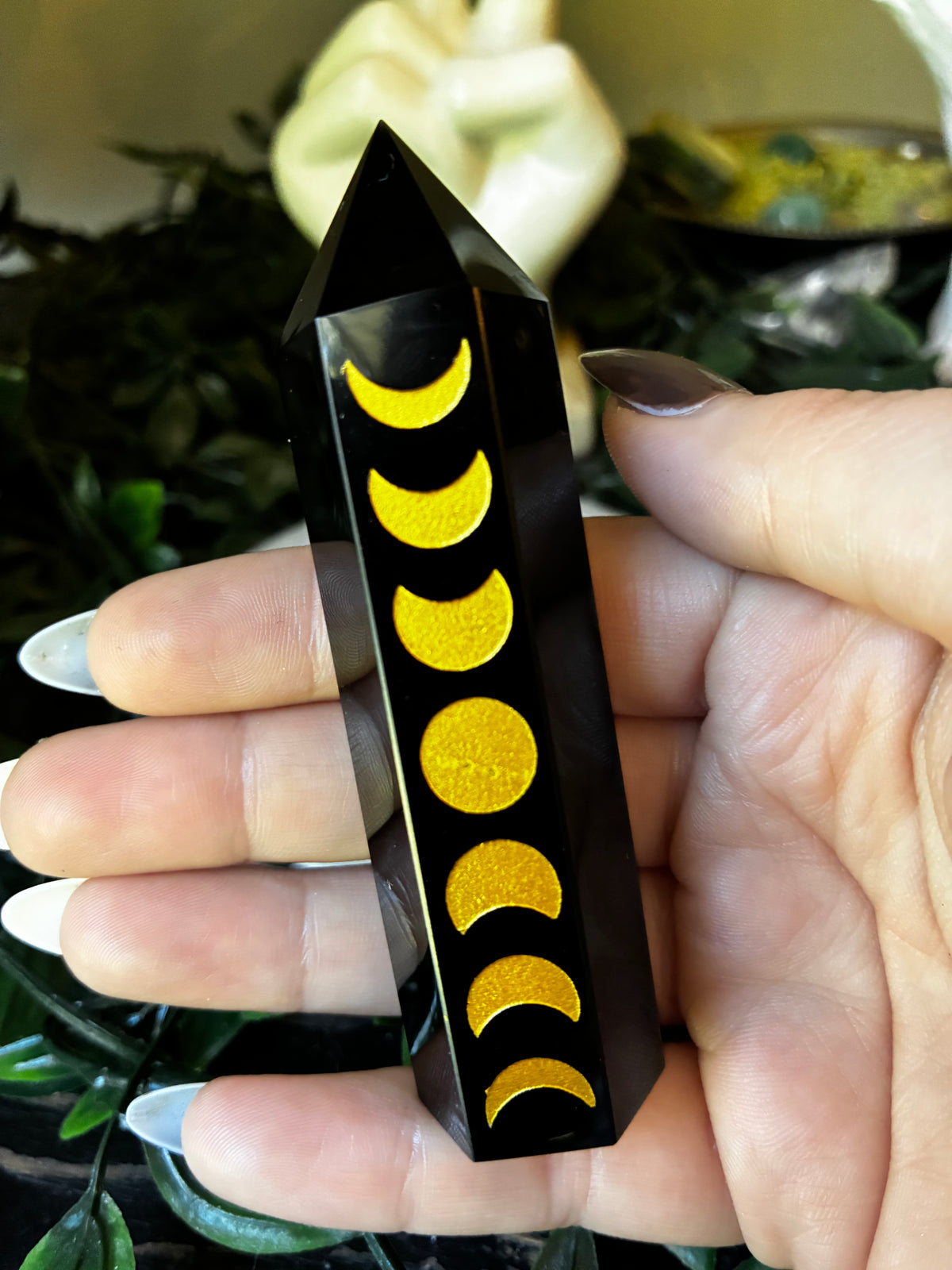 Moon Phase Black Obsidian Tower
