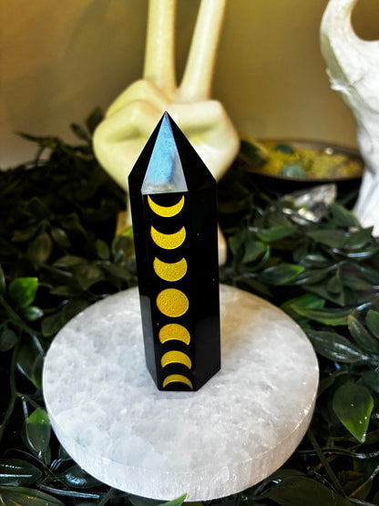 Moon Phase Black Obsidian Tower