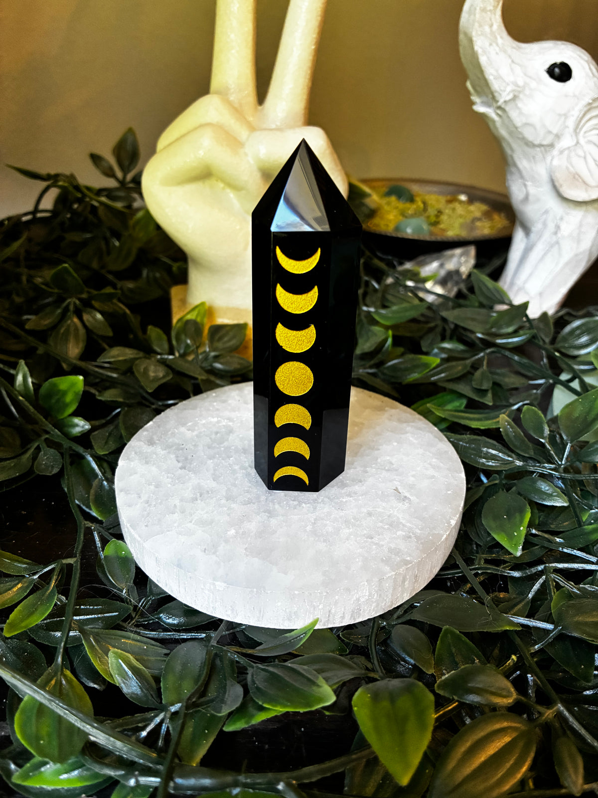 Moon Phase Black Obsidian Tower