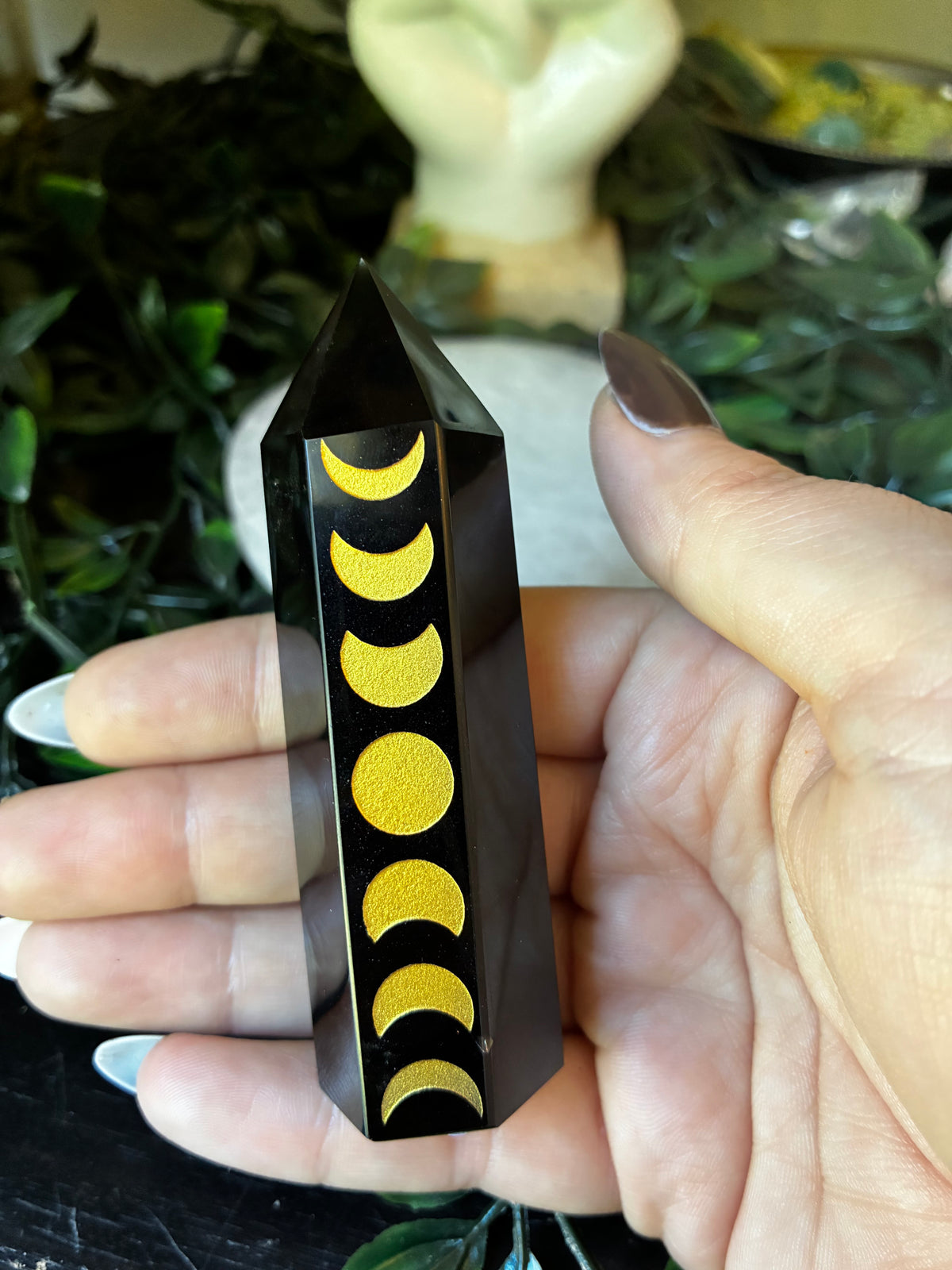 Moon Phase Black Obsidian Tower