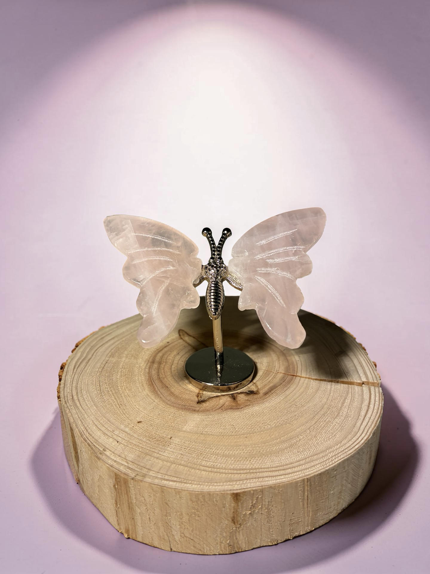 Rose Quartz butterfly on stand